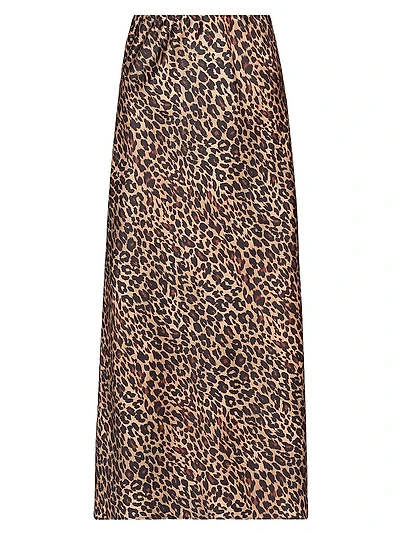 Viv Leopard-Print Satin Maxi Slip Skirt