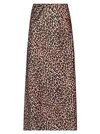 Viv Leopard-Print Satin Maxi Slip Skirt