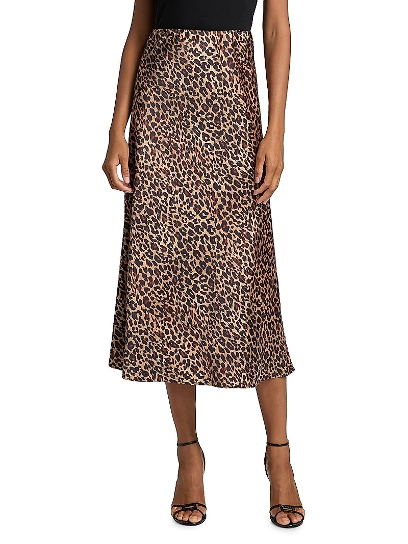 Viv Leopard-Print Satin Maxi Slip Skirt