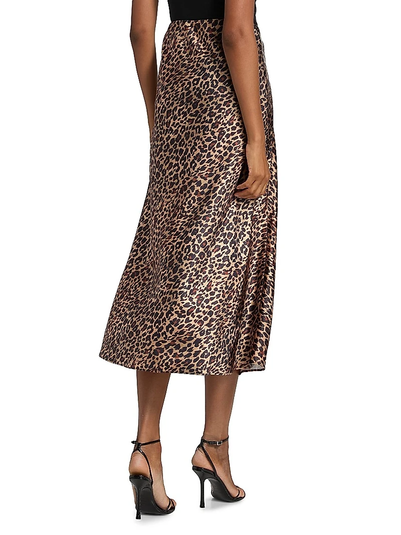 Viv Leopard-Print Satin Maxi Slip Skirt