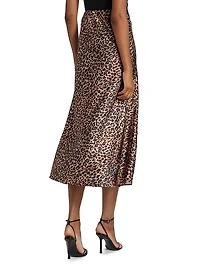 Viv Leopard-Print Satin Maxi Slip Skirt