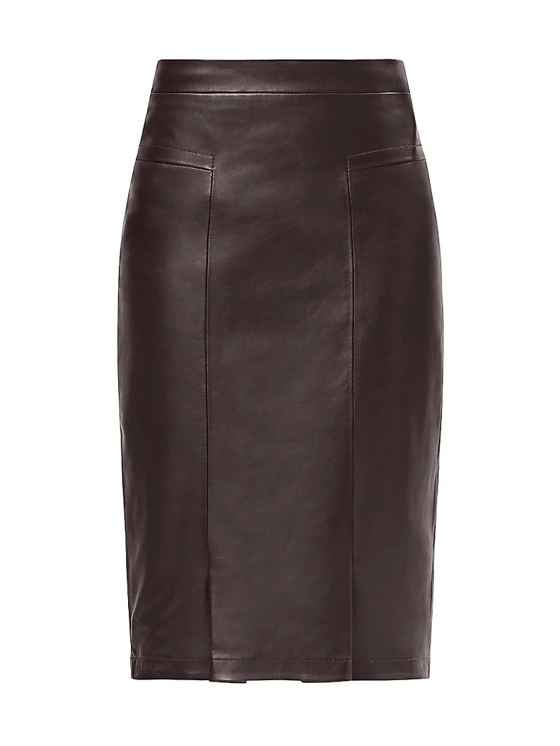 The Estella Leather Sheath Knee-Length Skirt