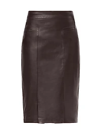 The Estella Leather Sheath Knee-Length Skirt