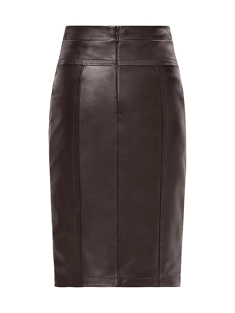 The Estella Leather Sheath Knee-Length Skirt