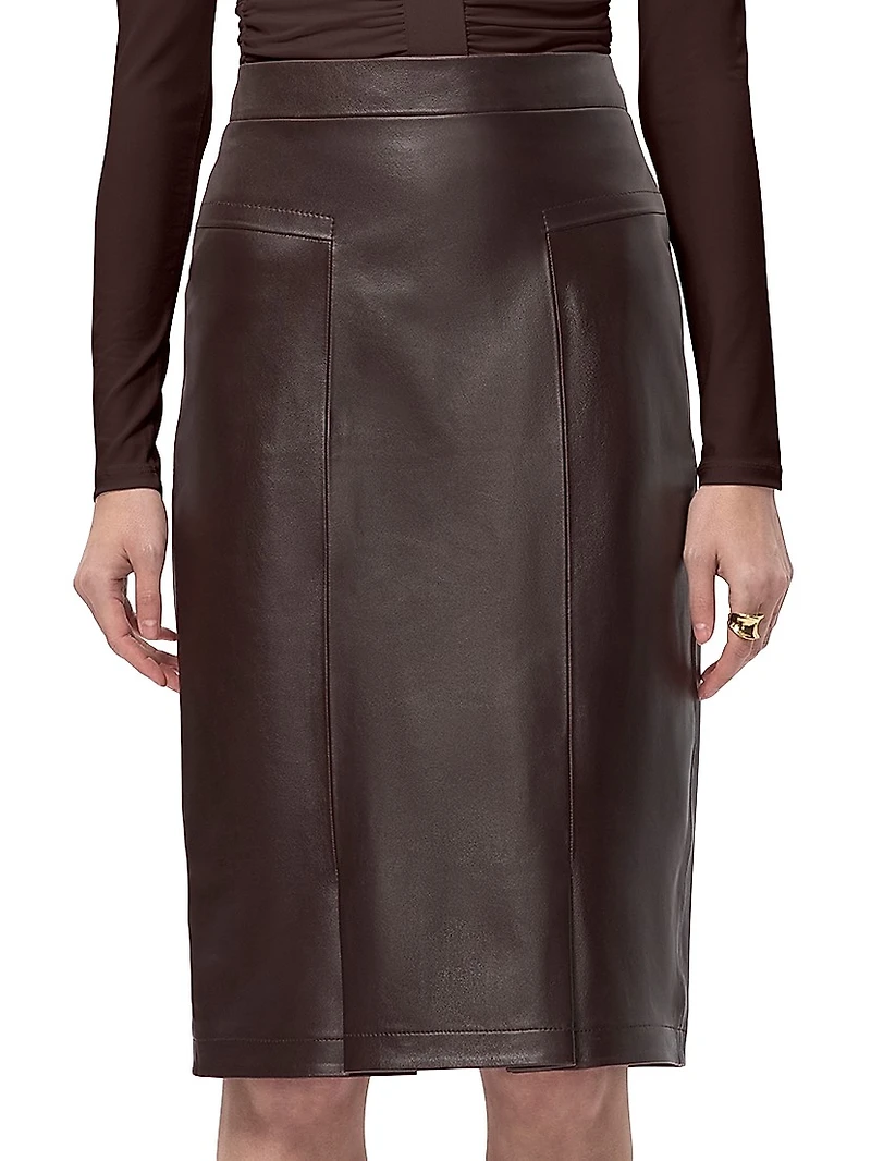 The Estella Leather Sheath Knee-Length Skirt