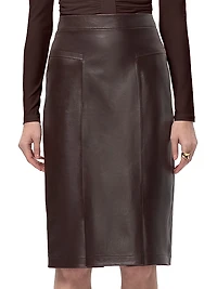 The Estella Leather Sheath Knee-Length Skirt