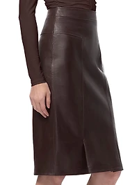 The Estella Leather Sheath Knee-Length Skirt