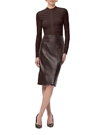 The Estella Leather Sheath Knee-Length Skirt