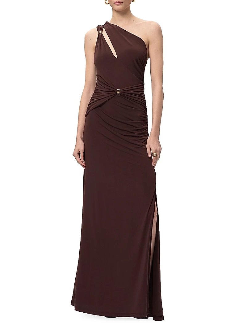 The Aurora Ruched One-Shoulder Gown