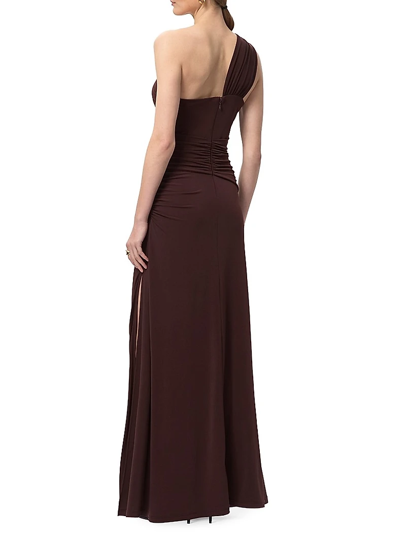 The Aurora Ruched One-Shoulder Gown