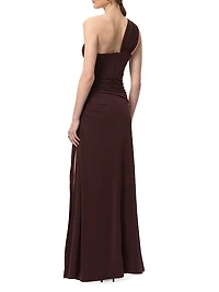 The Aurora Ruched One-Shoulder Gown