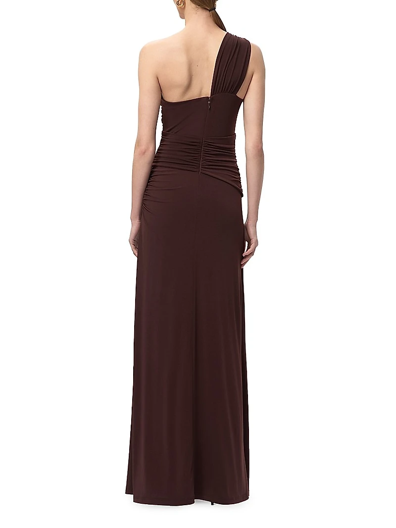 The Aurora Ruched One-Shoulder Gown