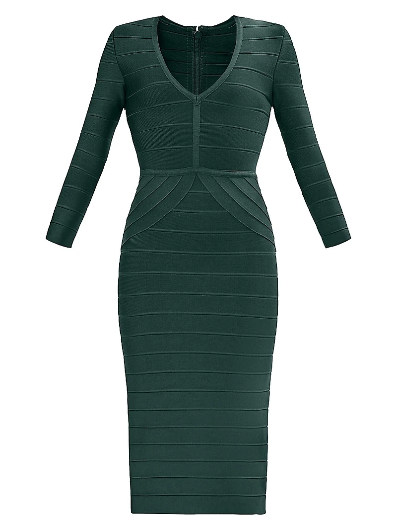 The Athena Bandage V-Neck Knee-Length Dress