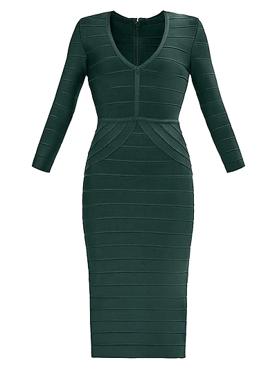 The Athena Bandage V-Neck Knee-Length Dress