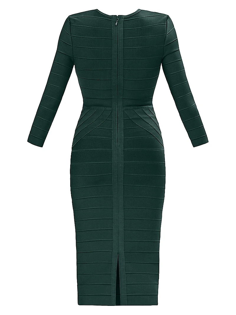 The Athena Bandage V-Neck Knee-Length Dress