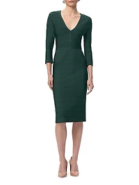 The Athena Bandage V-Neck Knee-Length Dress