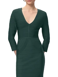 The Athena Bandage V-Neck Knee-Length Dress