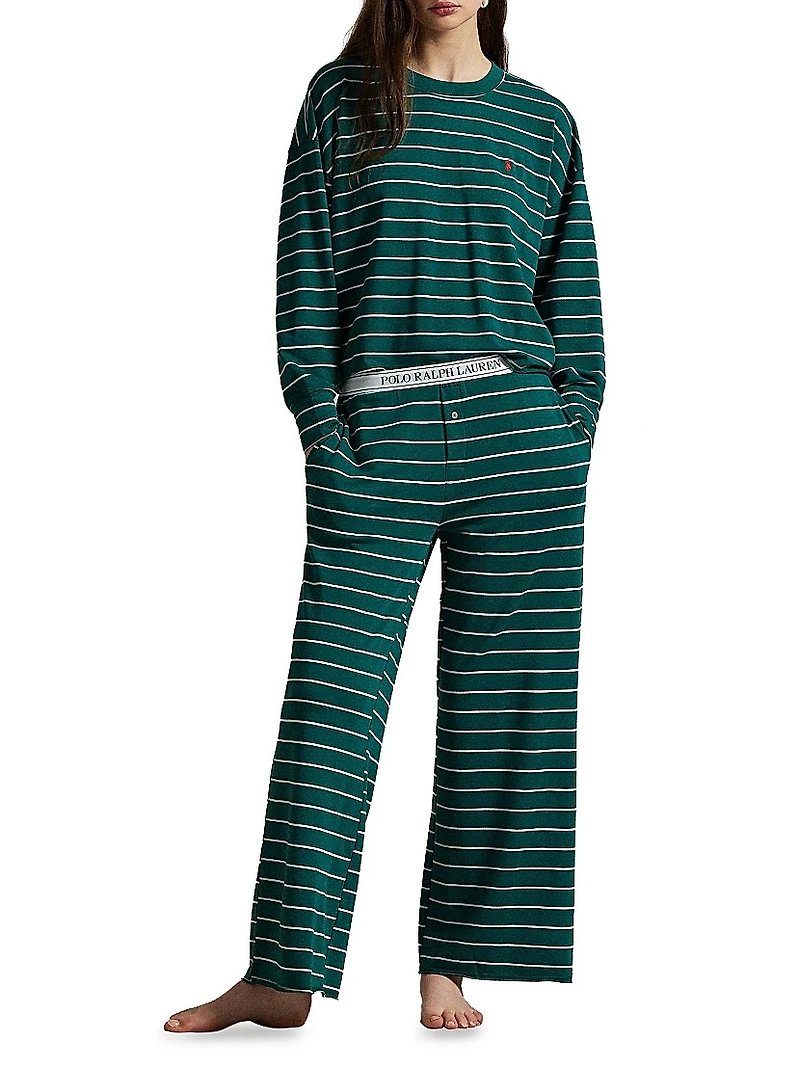 Club Terry Stripe Cotton-Blend Pajamas