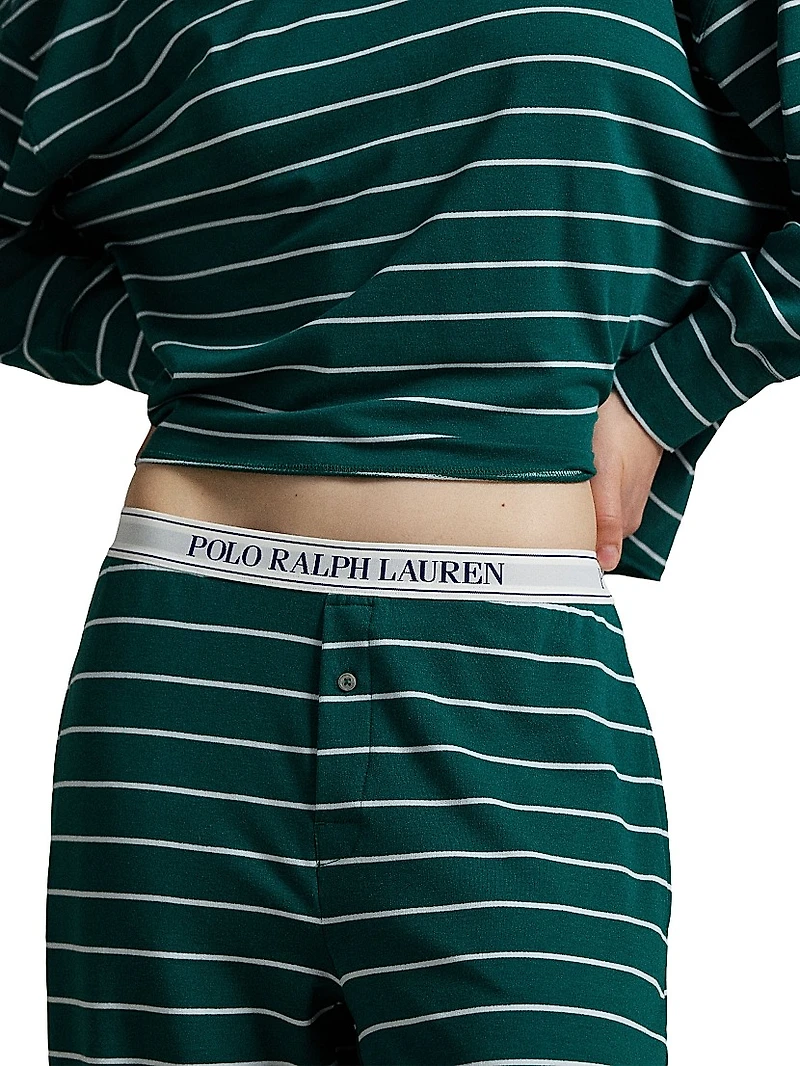 Club Terry Stripe Cotton-Blend Pajamas