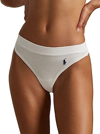 Club Cotton 3-Pack Stretch-Cotton Logo Thong Set