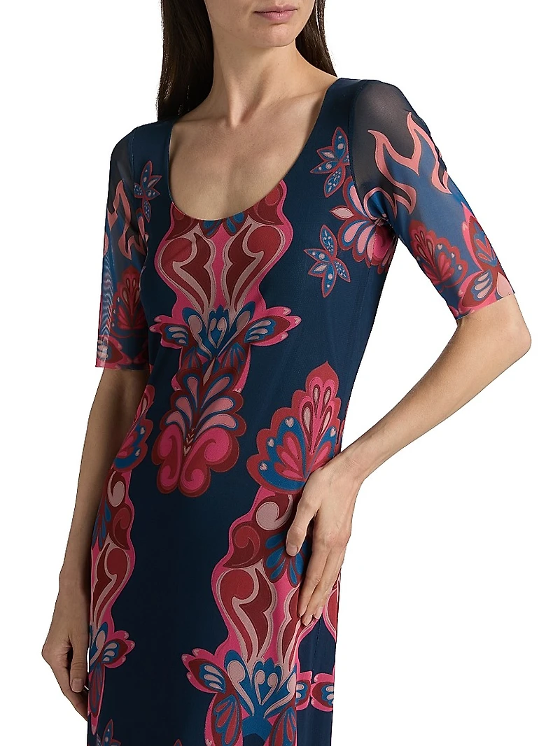 Maya Mesh Midi-Dress