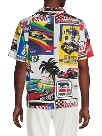 Classic-Fit Racing-Print Camp Shirt