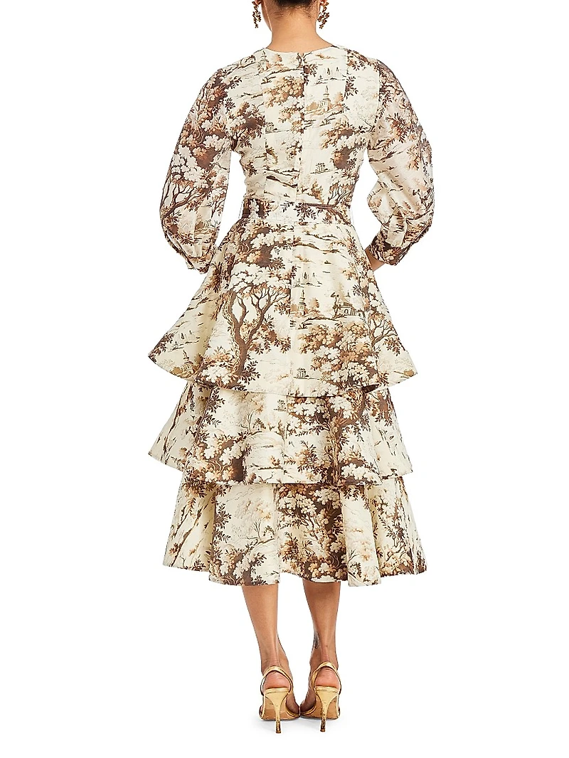 Rhonda Toile Tiered Convertible Dress