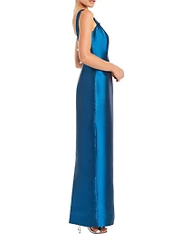 Eve Embellished Satin Caplet Column Gown
