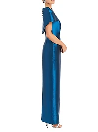 Eve Embellished Satin Caplet Column Gown