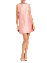 Manhattan Embellished Dupioni Shift Minidress