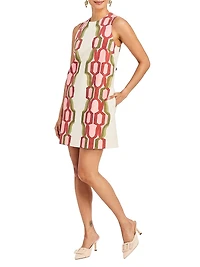 Fiona Geometric Stretch-Crepe Shift Minidress