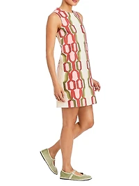 Fiona Geometric Stretch-Crepe Shift Minidress