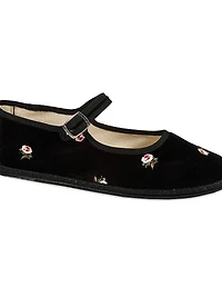 Velvet Floral Mary Janes
