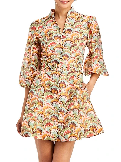 Valencia Abstract Organza Belted Minidress