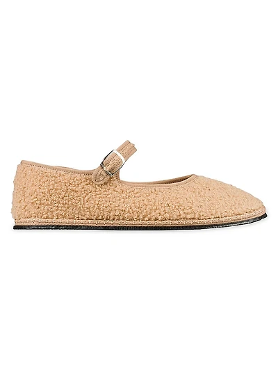 Faux-Fur Bouclé Mary Janes