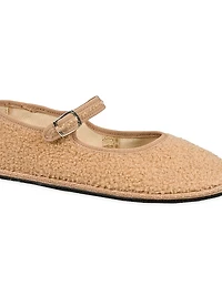 Faux-Fur Bouclé Mary Janes