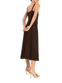 Espresso Sleeveless Tweed Midi-Dress