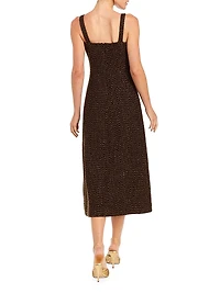 Espresso Sleeveless Tweed Midi-Dress