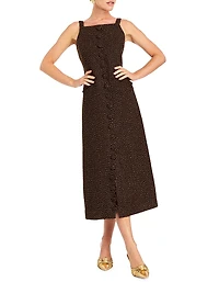 Espresso Sleeveless Tweed Midi-Dress