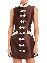 Tamara Stand-Collar Sleeveless Minidress