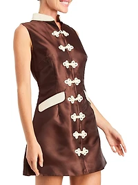 Tamara Stand-Collar Sleeveless Minidress