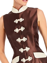 Tamara Stand-Collar Sleeveless Minidress