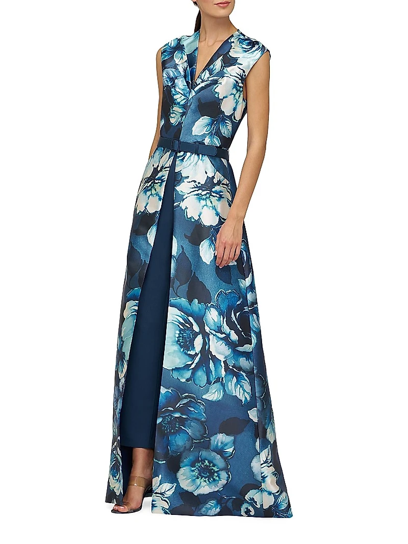 Pia Walk-Thru Printed Overskirt Jumpsuit