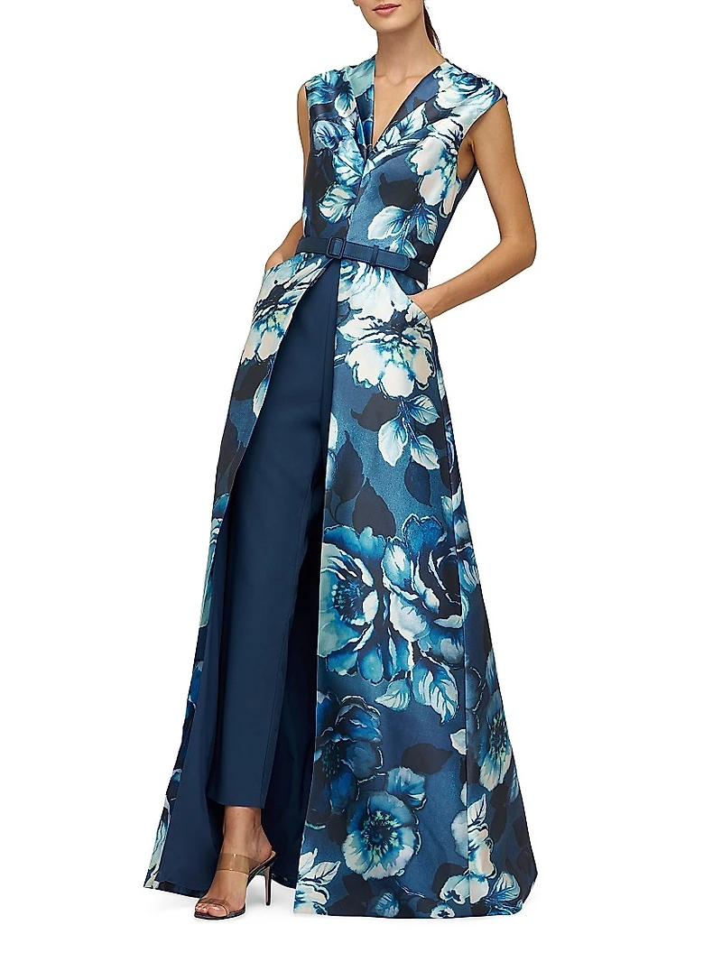 Pia Walk-Thru Printed Overskirt Jumpsuit