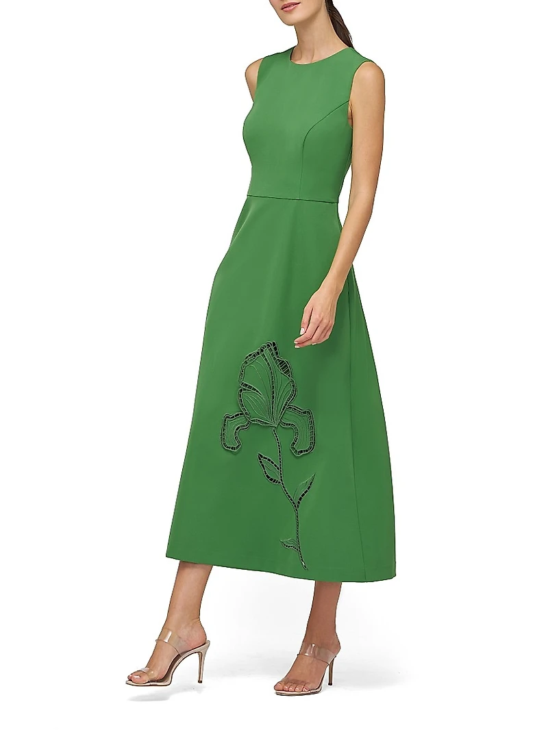 Blossom Floral Appliqué Midi-Dress