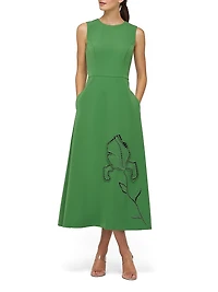 Blossom Floral Appliqué Midi-Dress