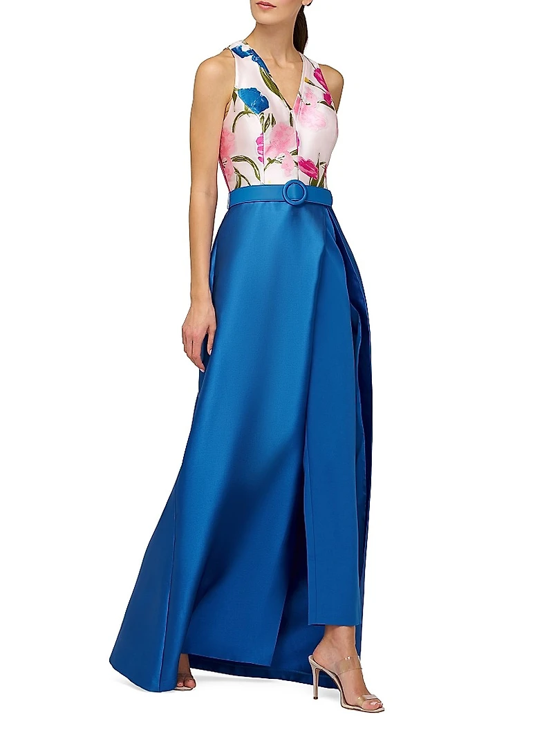 Rhyan Walk-Thru Printed Satin Jumpsuit