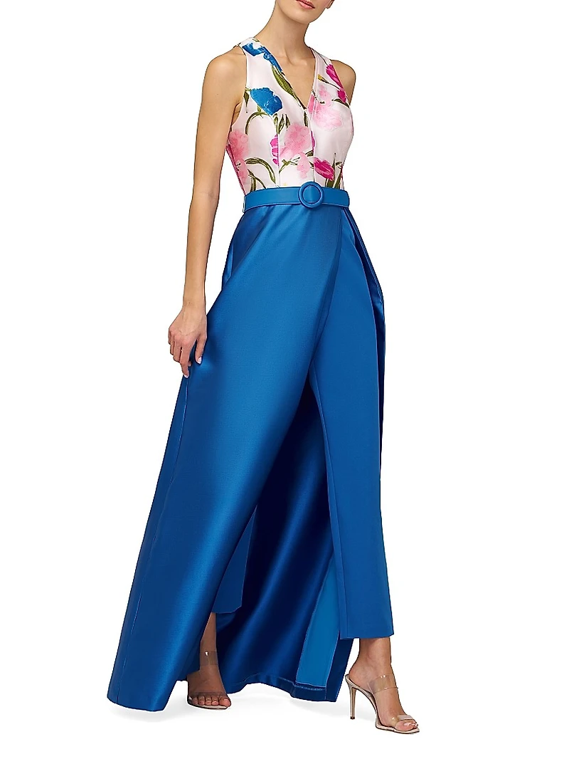 Rhyan Walk-Thru Printed Satin Jumpsuit