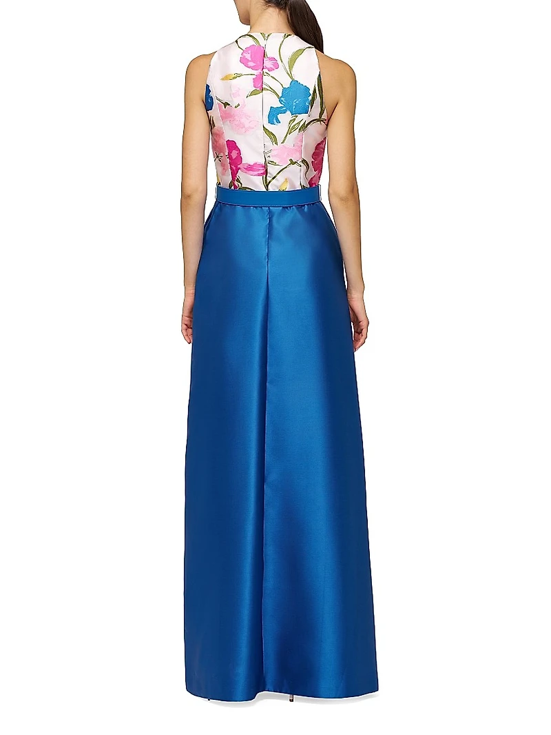 Rhyan Walk-Thru Printed Satin Jumpsuit