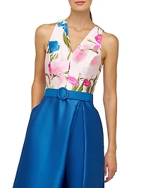 Rhyan Walk-Thru Printed Satin Jumpsuit